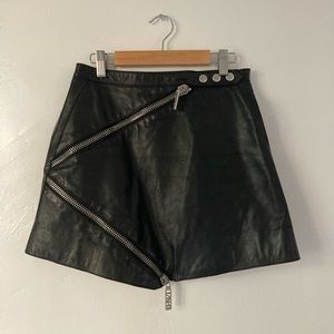 Kenzo Paris leather skirt moto biker S M 34 36